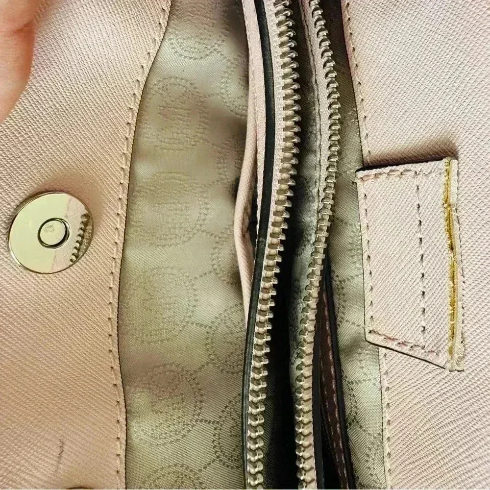 MICHAEL KORS Cynthia Medium Saffiano Leather Satchel Light Pink